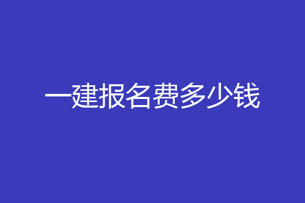 一建报名费多少钱