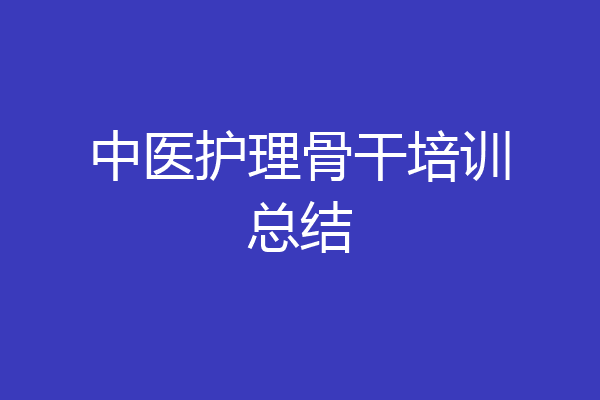 中医护理骨干培训总结