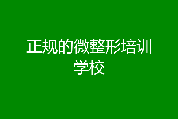 正规的微整形培训学校