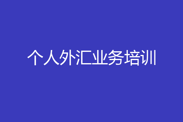 个人外汇业务培训