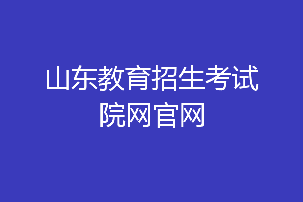 山东教育招生考试院网官网