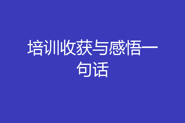 培训收获与感悟一句话