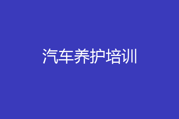 汽车养护培训