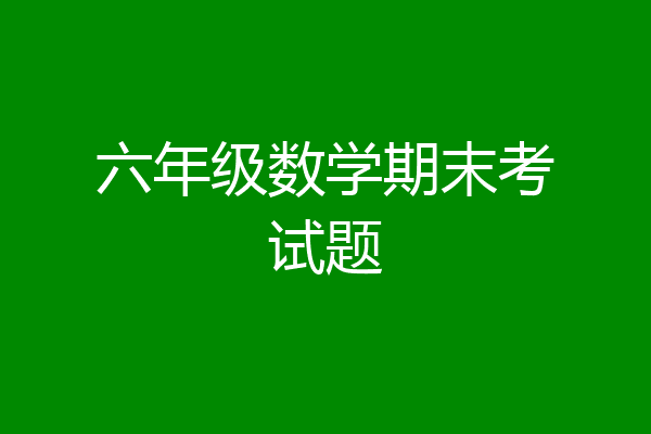 六年级数学期末考试题
