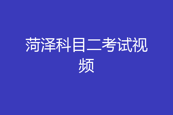 菏泽科目二考试视频