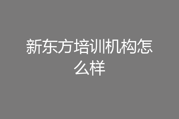 新东方培训机构怎么样