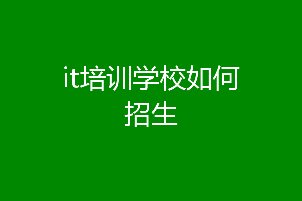 it培训学校如何招生