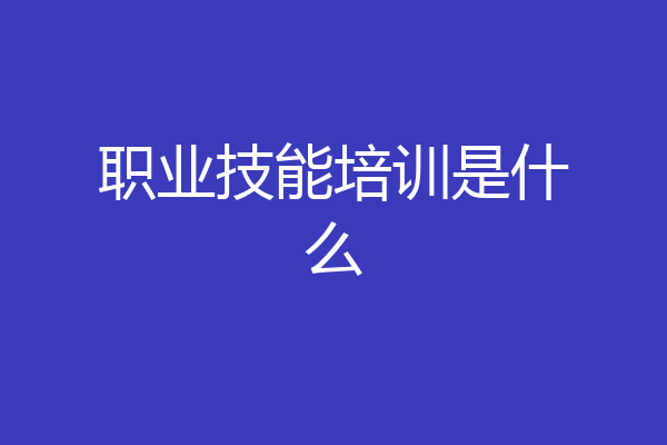 职业技能培训是什么