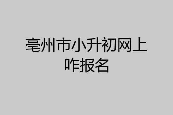亳州市小升初网上咋报名