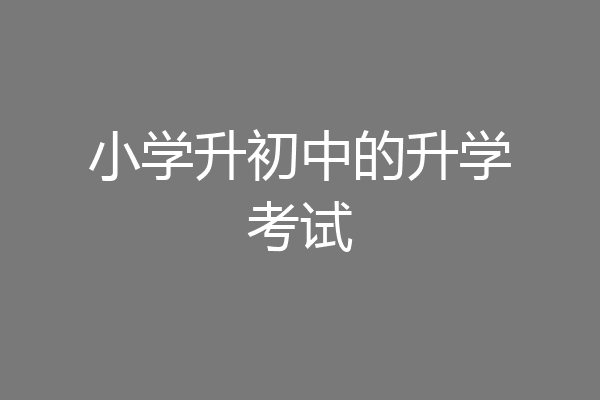 小学升初中的升学考试
