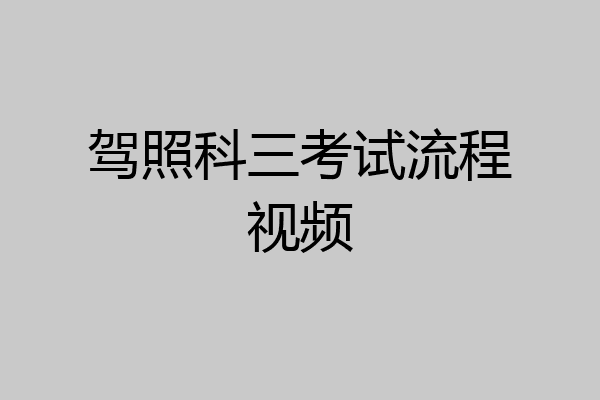 驾照科三考试流程视频