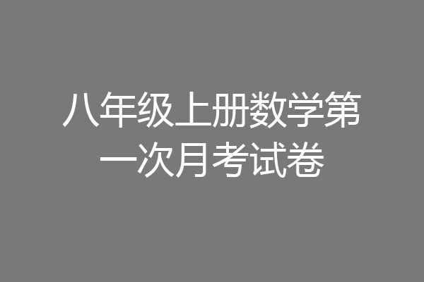 八年级上册数学第一次月考试卷