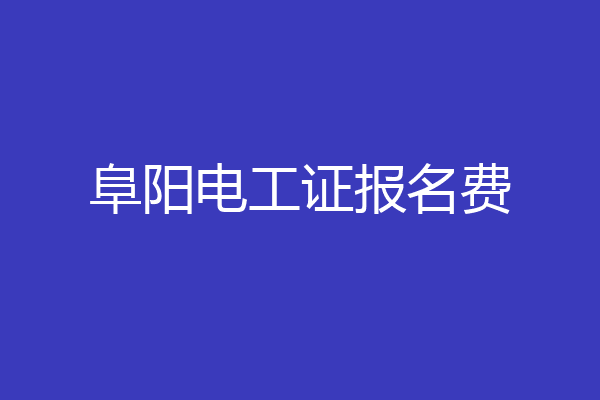 阜阳电工证报名费