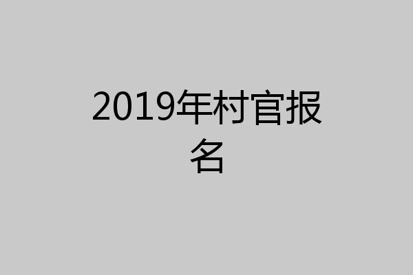 2019年村官报名