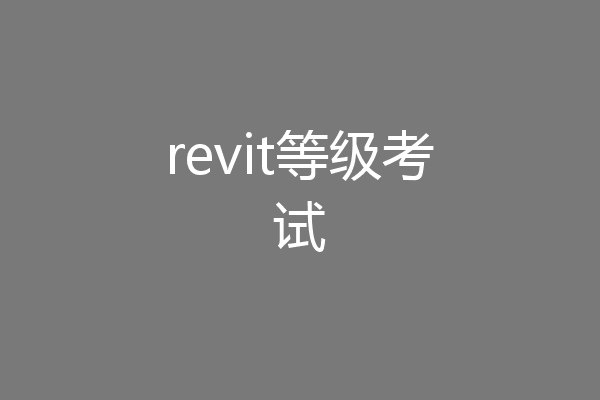 revit等级考试