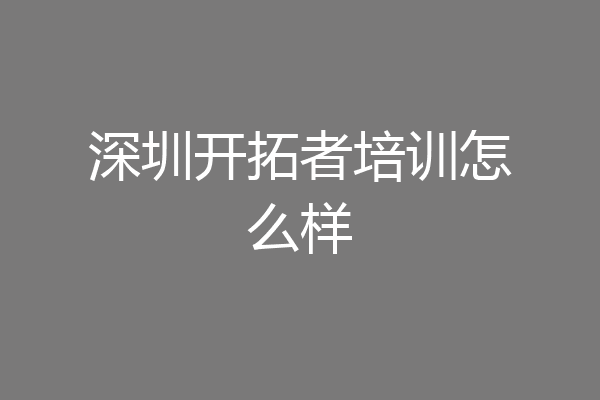 深圳开拓者培训怎么样