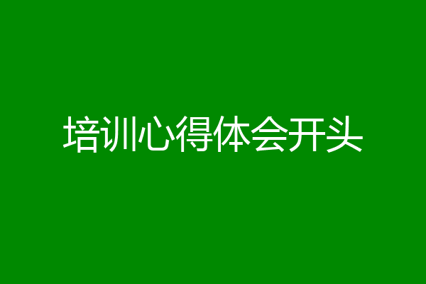 培训心得体会开头