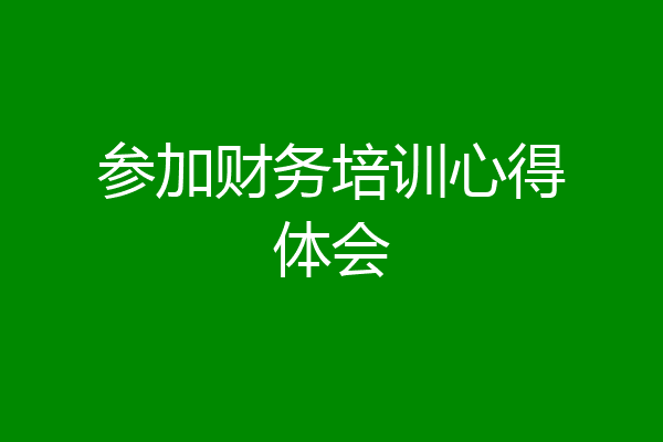 参加财务培训心得体会