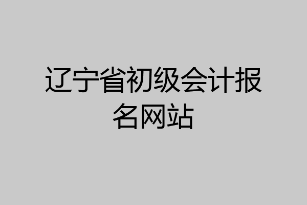 辽宁省初级会计报名网站