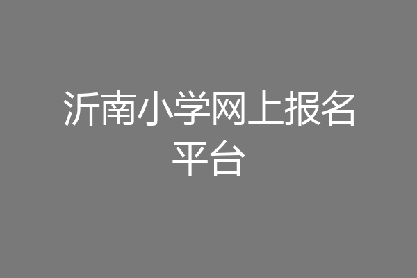 沂南小学网上报名平台