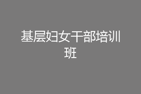 基层妇女干部培训班