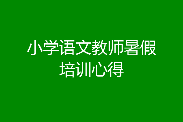 小学语文教师暑假培训心得
