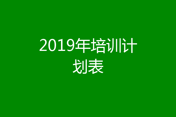 2019年培训计划表
