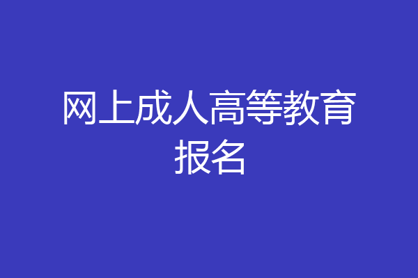 网上成人高等教育报名
