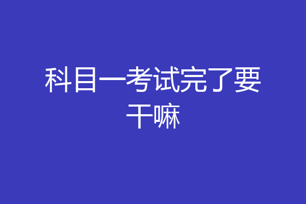 科目一考试完了要干嘛