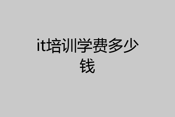 it培训学费多少钱