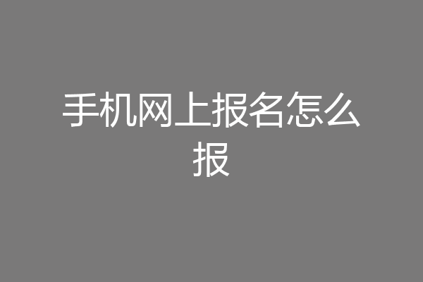 手机网上报名怎么报
