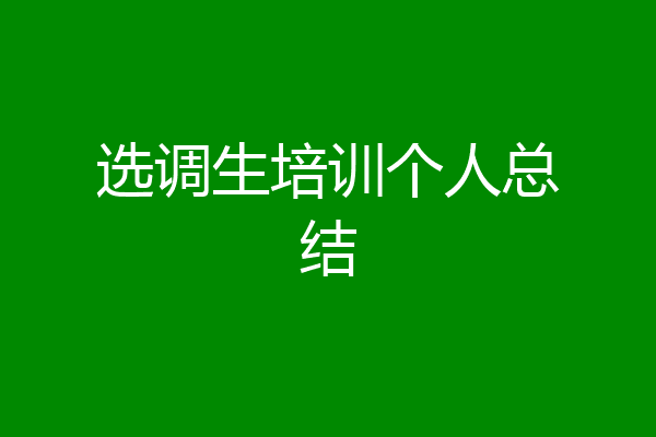 选调生培训个人总结