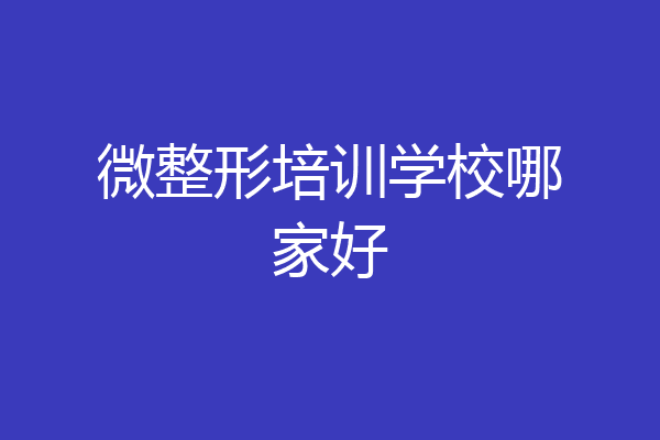 微整形培训学校哪家好