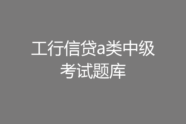 工行信贷a类中级考试题库