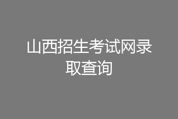 山西招生考试网录取查询