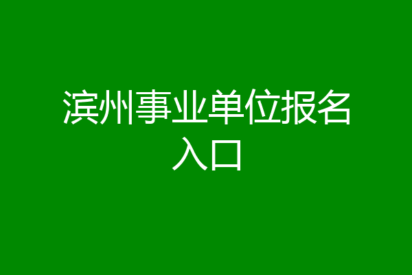 滨州事业单位报名入口