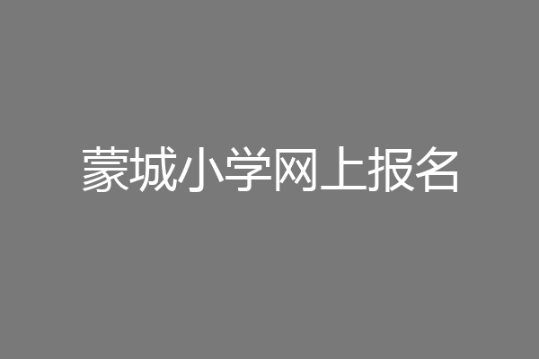 蒙城小学网上报名
