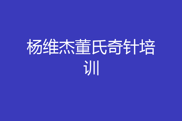 杨维杰董氏奇针培训