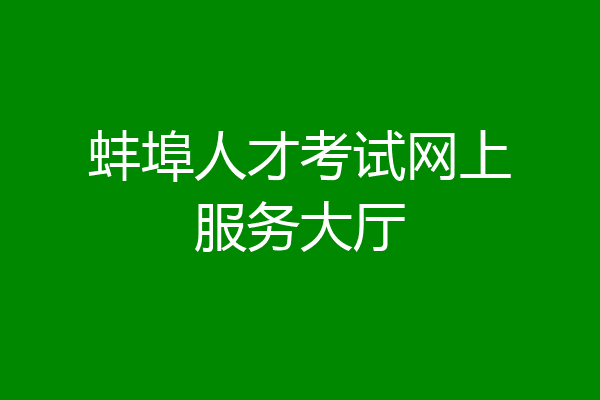 蚌埠人才考试网上服务大厅