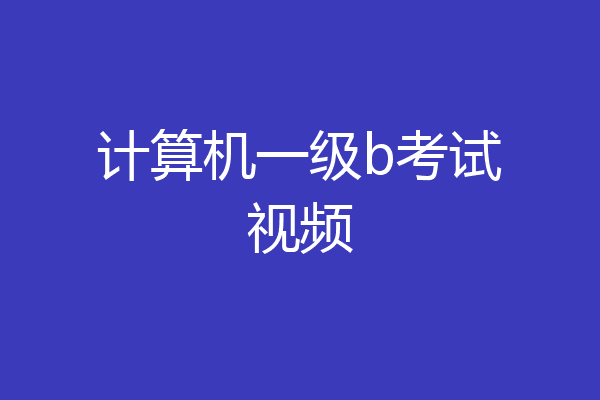 计算机一级b考试视频