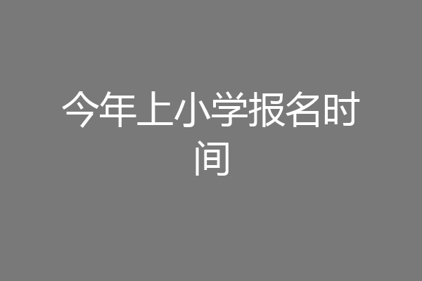 今年上小学报名时间
