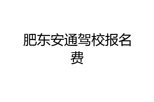 肥东安通驾校报名费