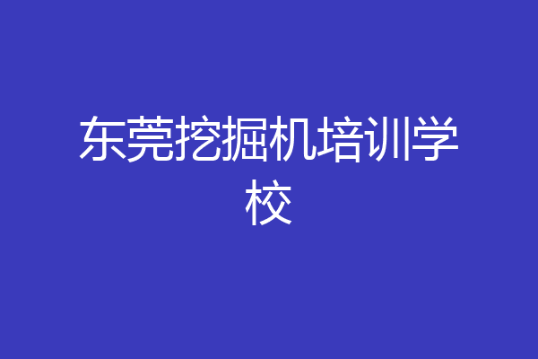 东莞挖掘机培训学校