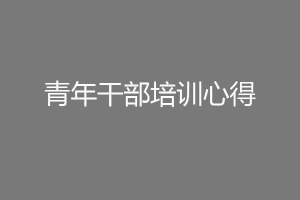 青年干部培训心得