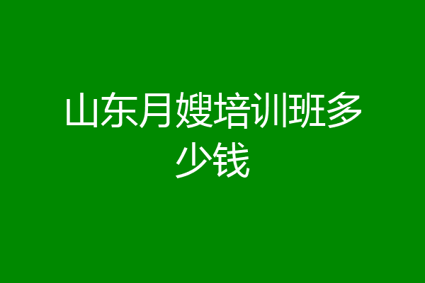 山东月嫂培训班多少钱