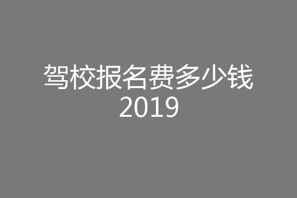 驾校报名费多少钱2019