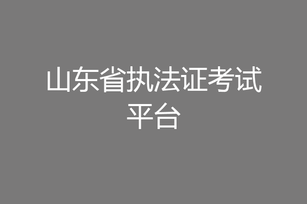 山东省执法证考试平台