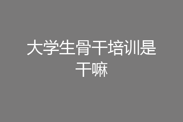 大学生骨干培训是干嘛