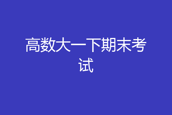 高数大一下期末考试