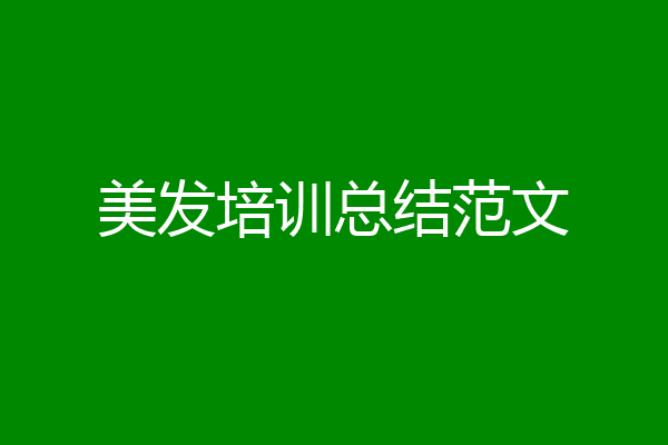 美发培训总结范文